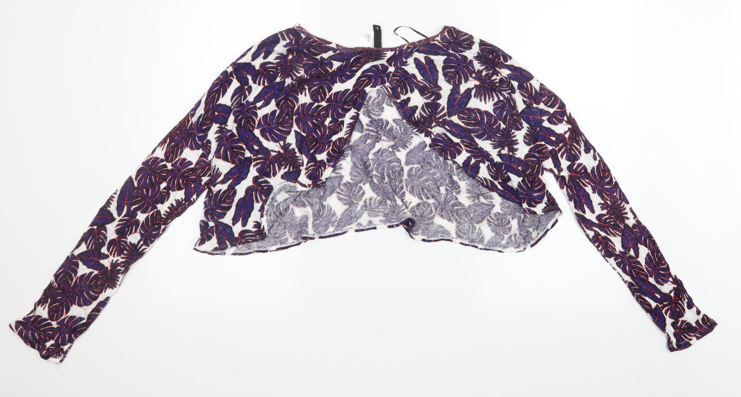 Divided by H&M Womens Purple Geometric  Cropped T-Shirt Size L