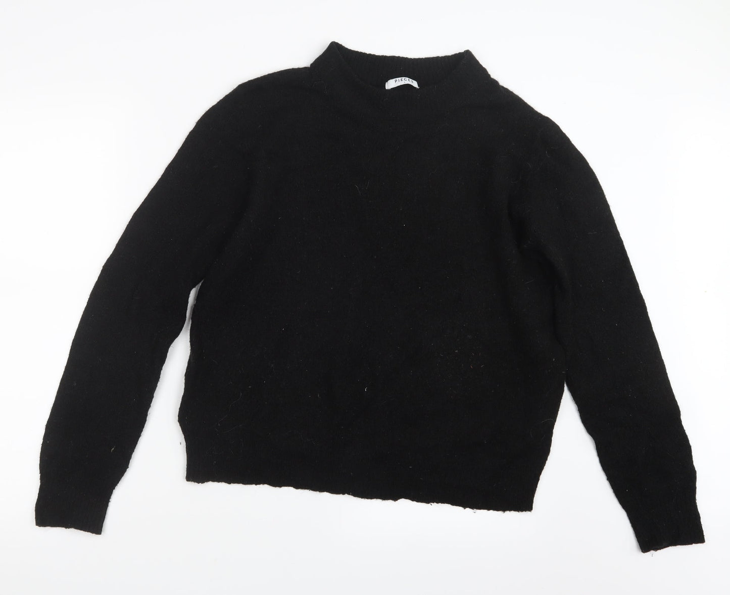 Pieces Womens Black  Knit Pullover Jumper Size L