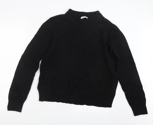 Pieces Womens Black  Knit Pullover Jumper Size L