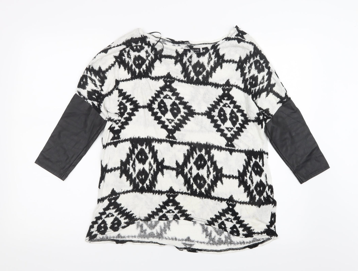 Divided by H&M Womens Black Geometric Knit Pullover Jumper Size S
