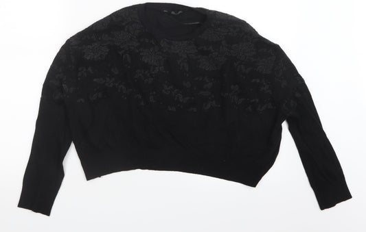 Zara Knit Womens Black  Knit Pullover Jumper Size M