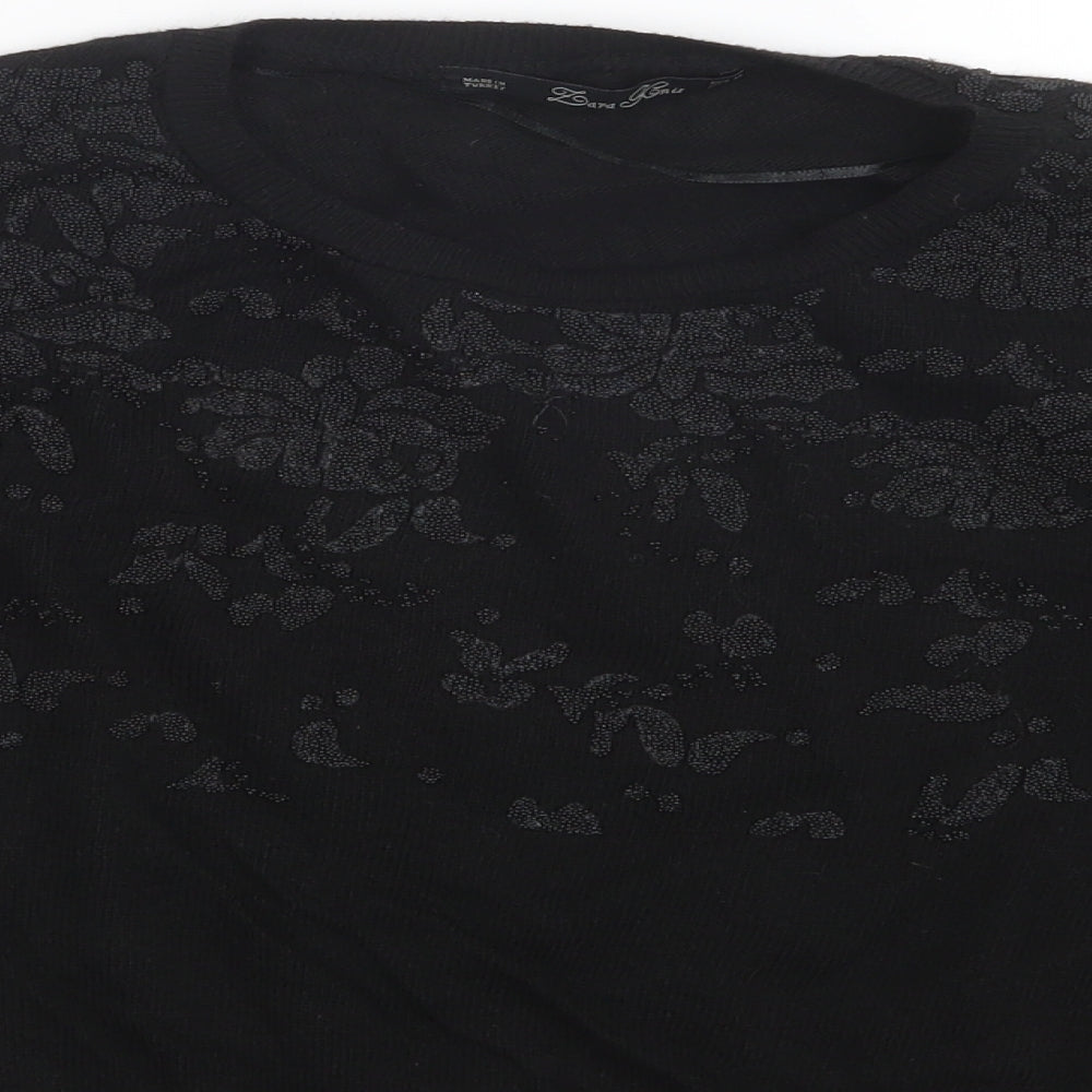 Zara Knit Womens Black  Knit Pullover Jumper Size M