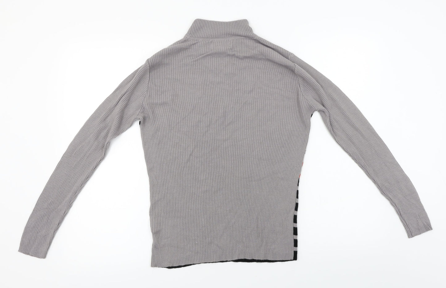 Afibel  Womens Grey Striped  Pullover Jumper Size 10