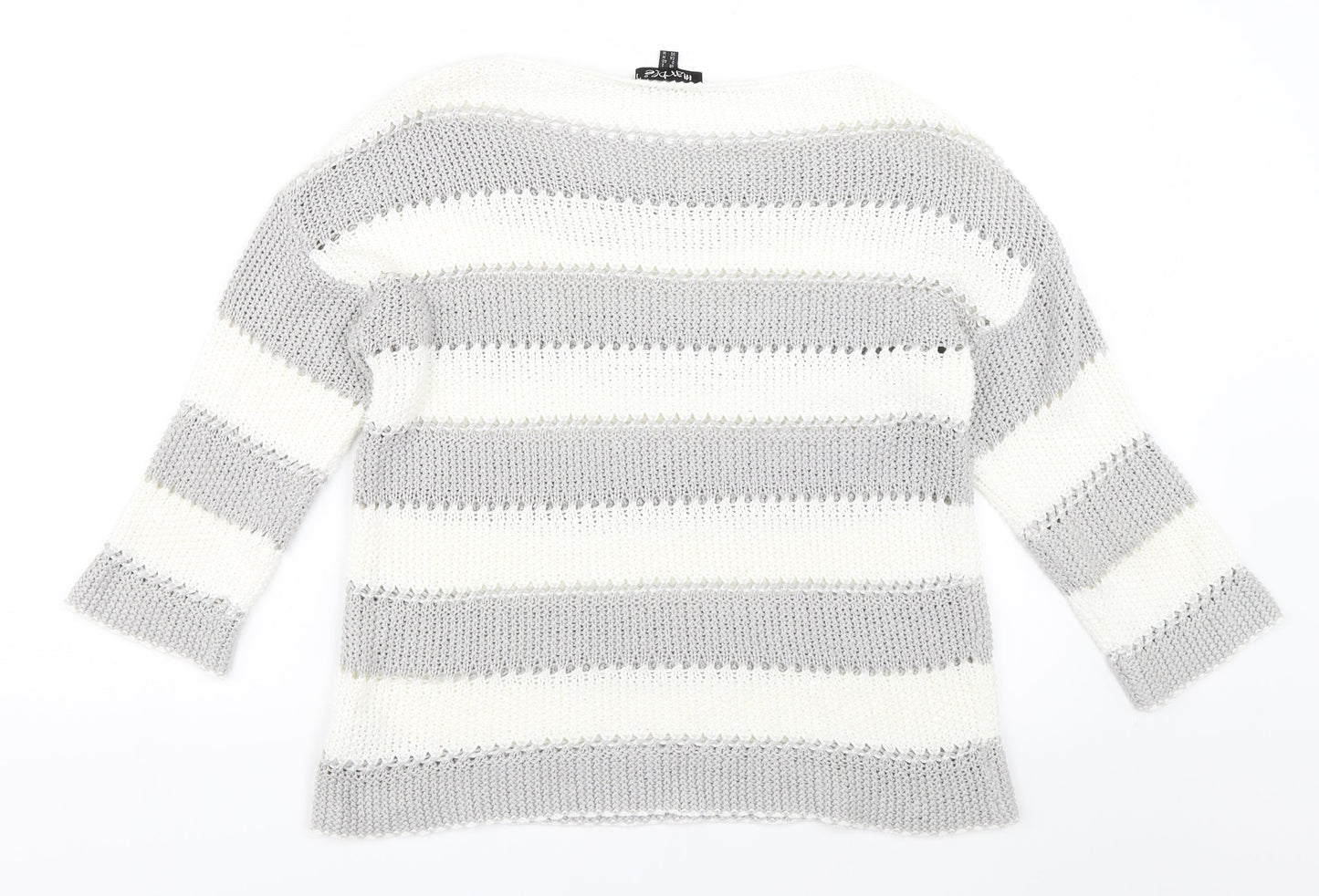 Marble Womens Grey Striped  Pullover Jumper Size M