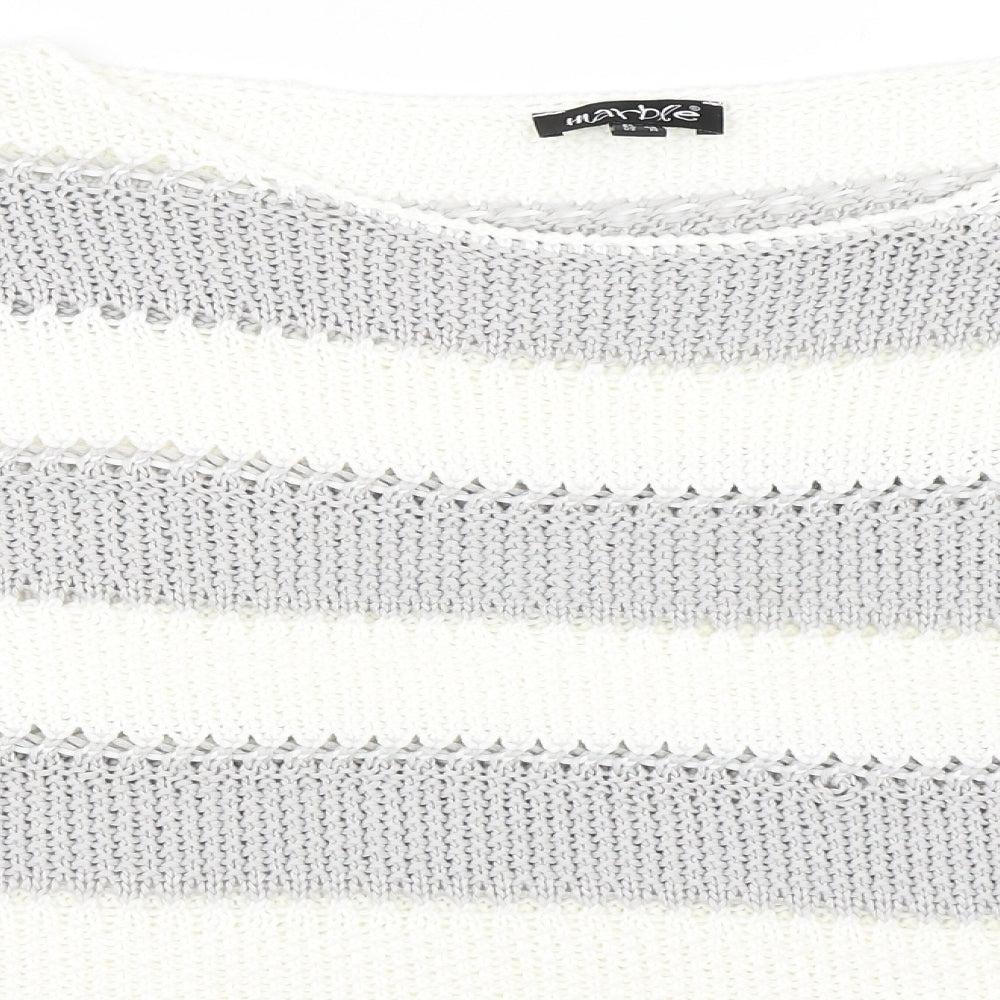 Marble Womens Grey Striped  Pullover Jumper Size M