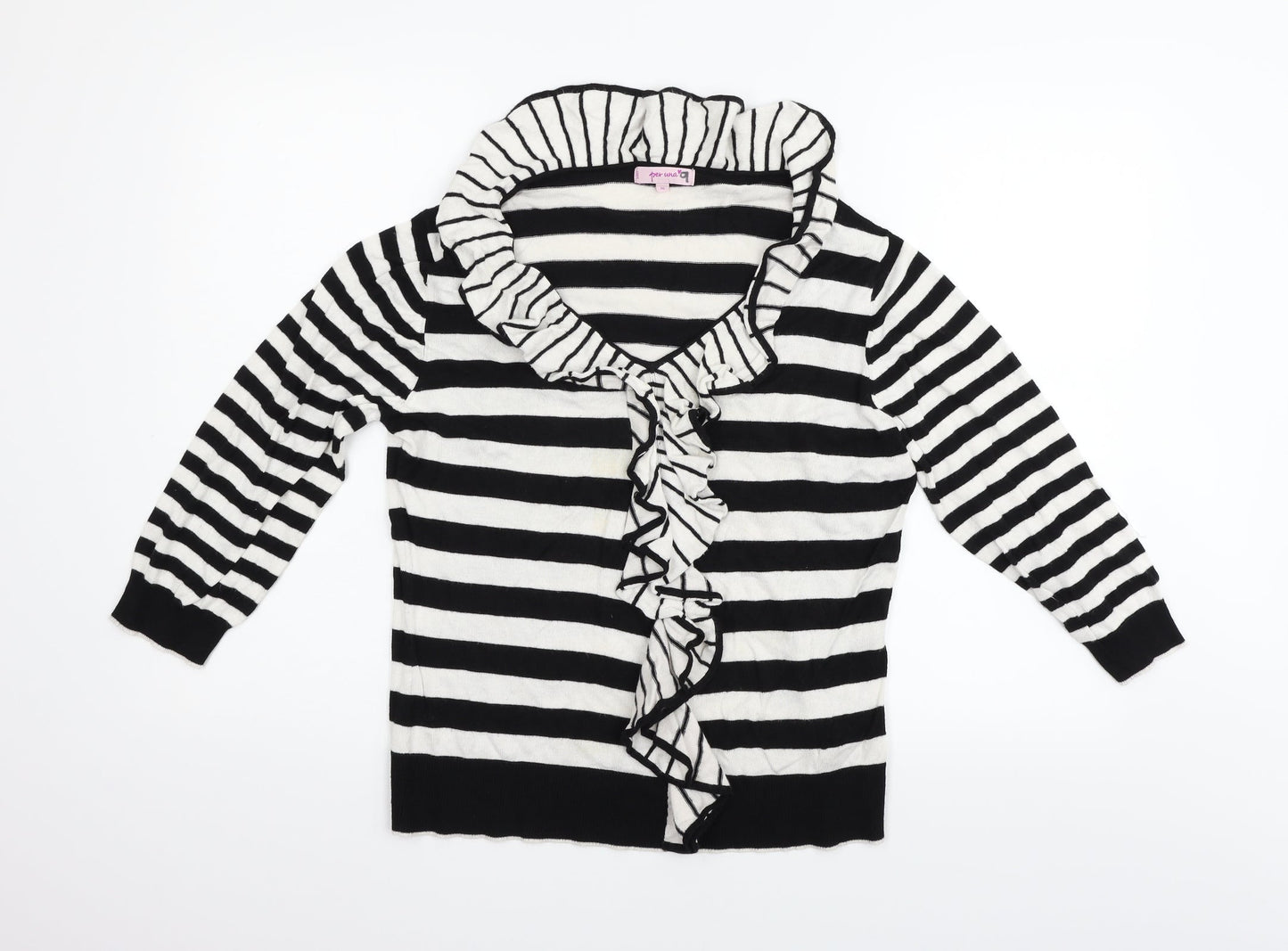 Per Una Womens Black Striped  Pullover Jumper Size 16