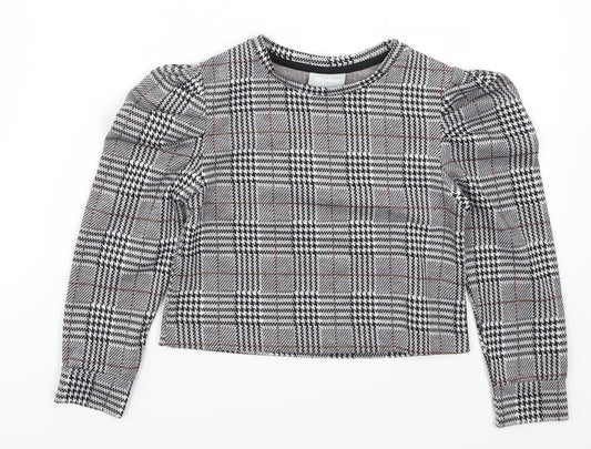 Matalan Girls Grey Houndstooth  Basic T-Shirt Size 8 Years