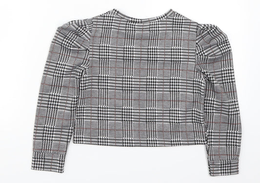 Matalan Girls Grey Houndstooth  Basic T-Shirt Size 8 Years