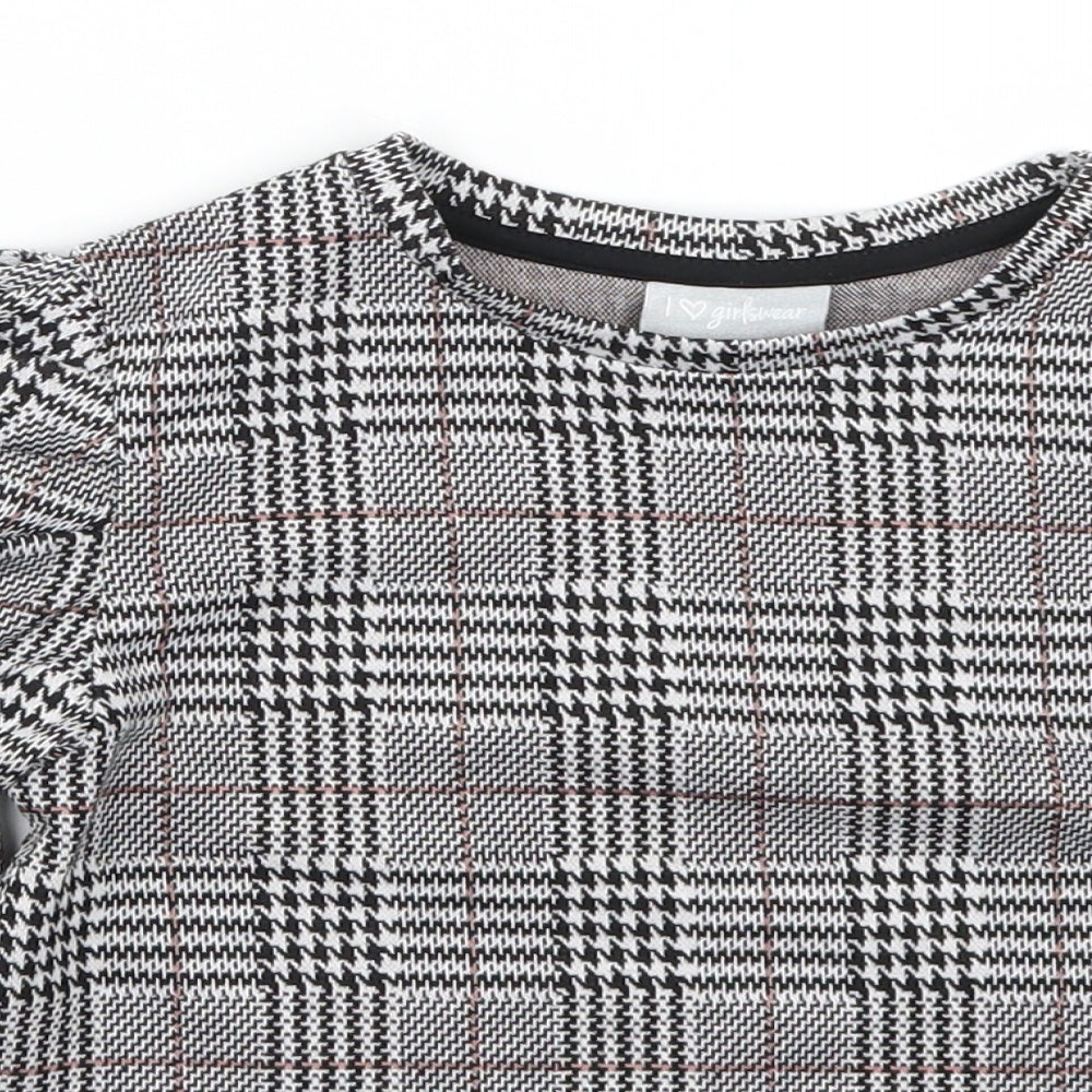 Matalan Girls Grey Houndstooth  Basic T-Shirt Size 8 Years