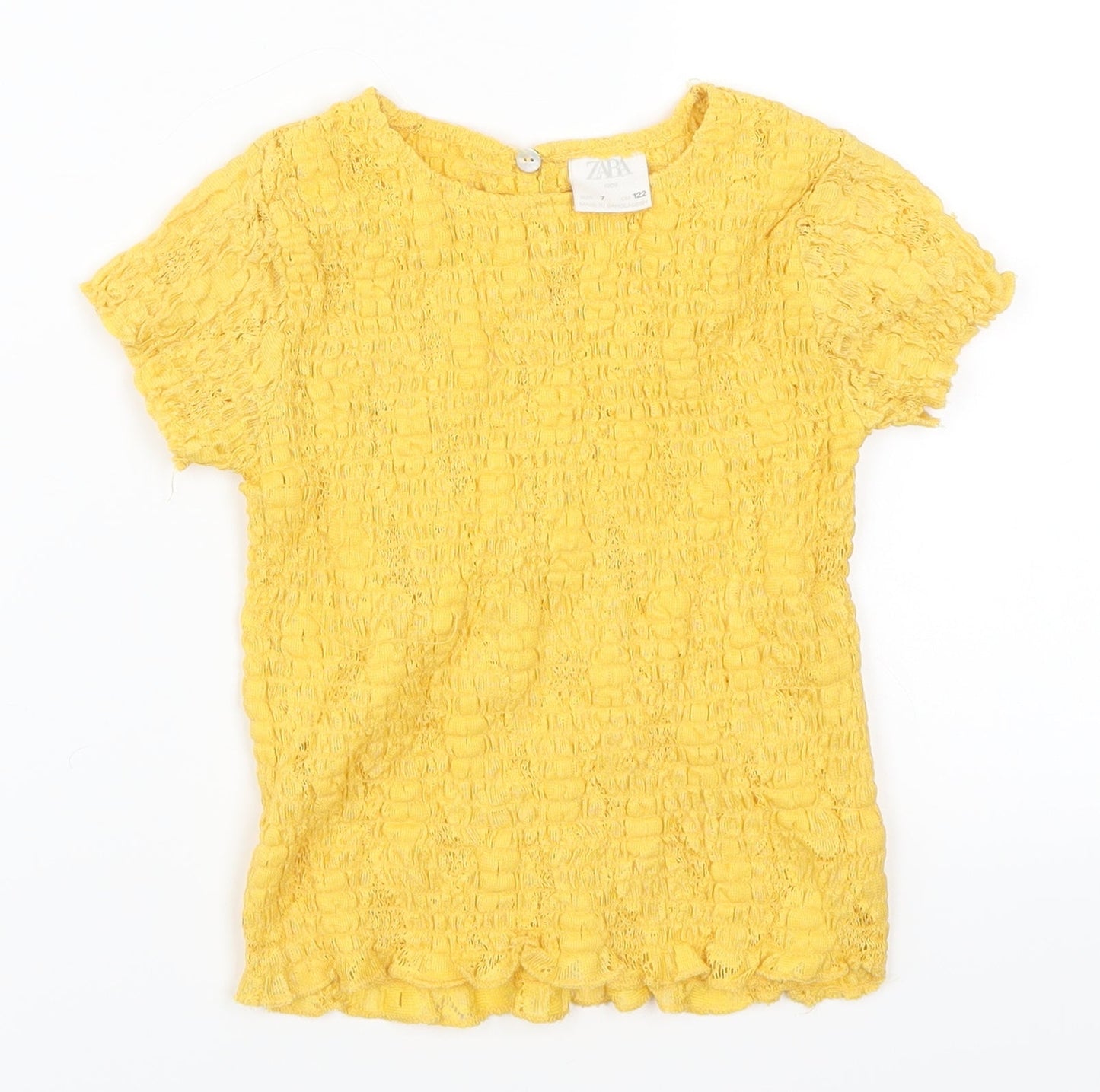 Zara Girls Yellow   Basic T-Shirt Size 7 Years