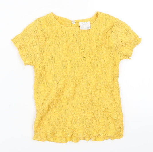 Zara Girls Yellow   Basic T-Shirt Size 7 Years