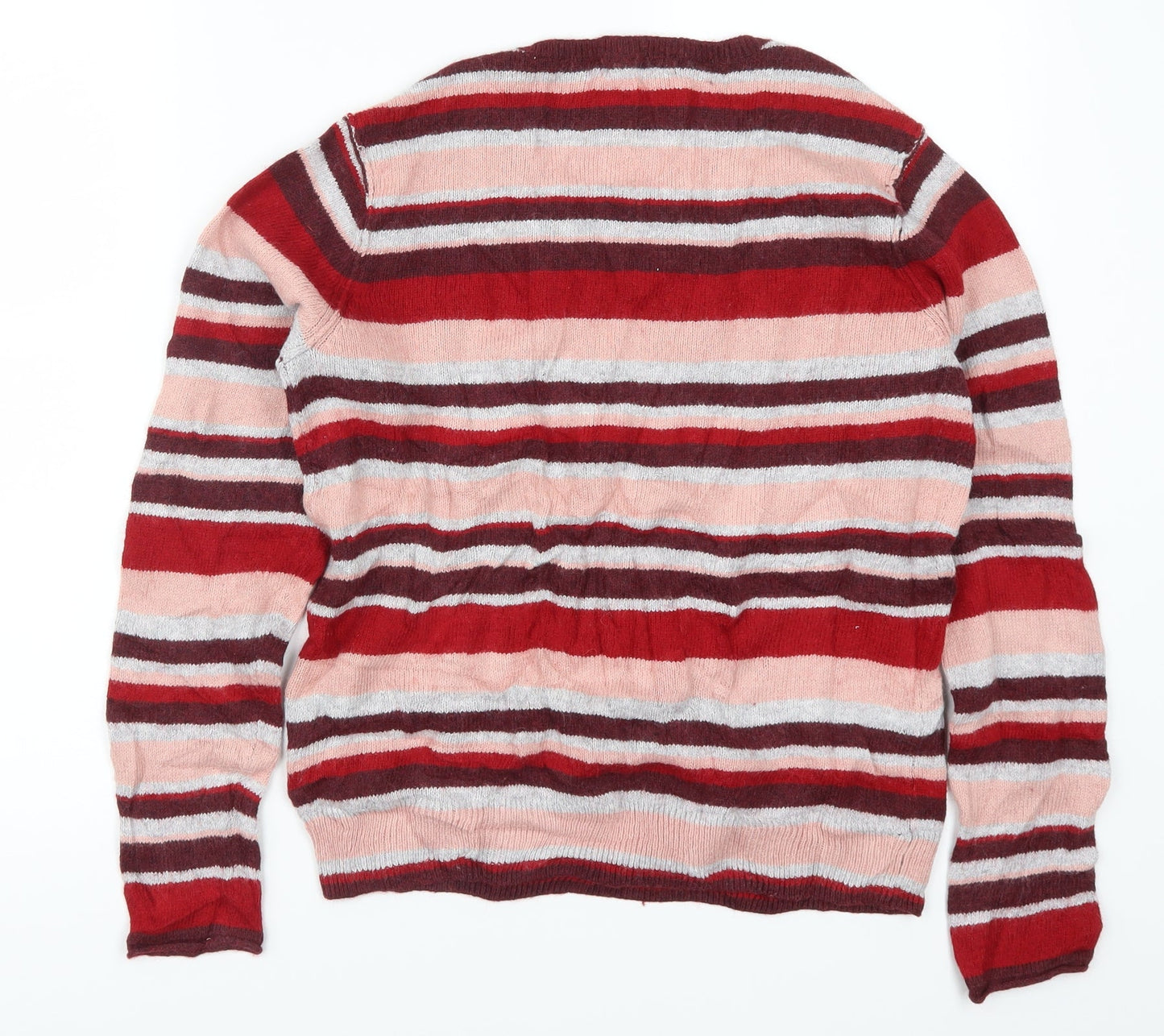 H&M Womens Red Striped  Pullover Jumper Size M