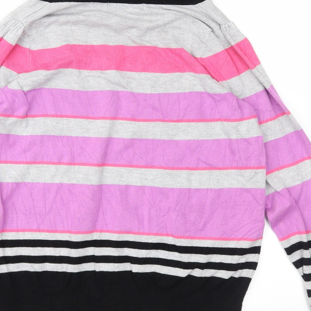 Marks and Spencer Womens Pink Striped  Pullover Jumper Size 14