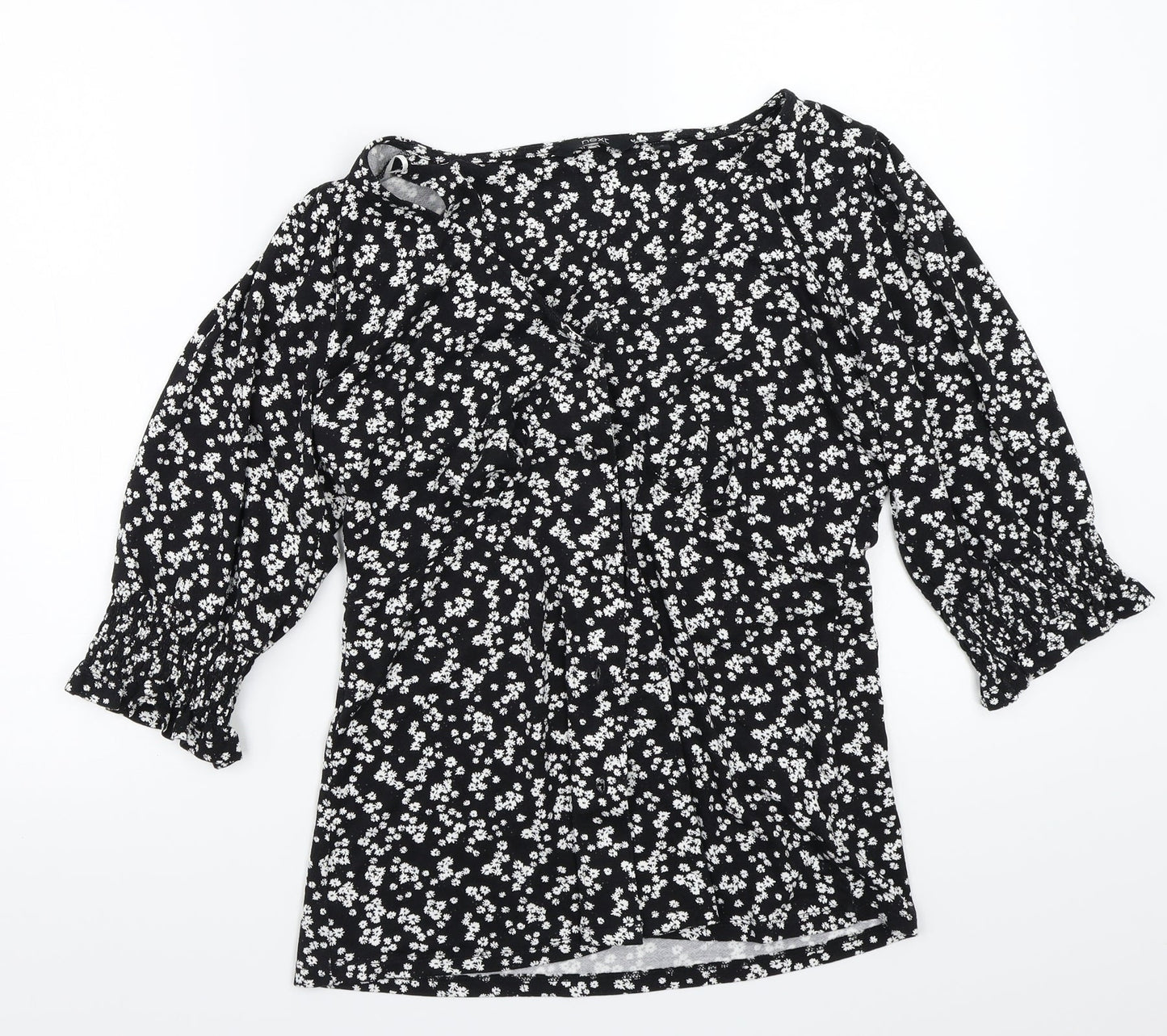 NEXT Womens Black Floral  Basic Button-Up Size 10