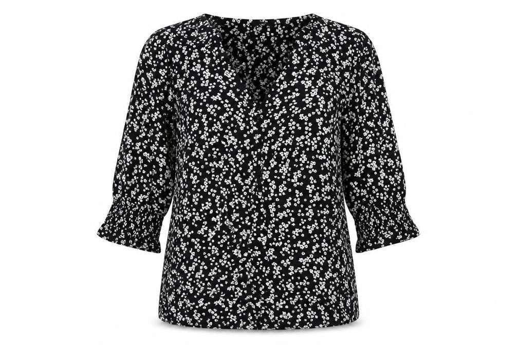 NEXT Womens Black Floral  Basic Button-Up Size 10