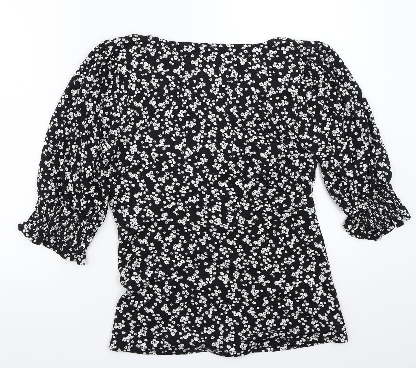 NEXT Womens Black Floral  Basic Button-Up Size 10