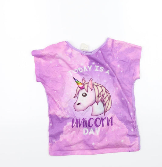 Emoji Girls Purple   Basic T-Shirt Size 7-8 Years