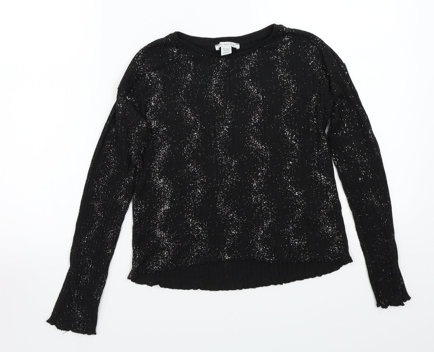 Primark Girls Black   Basic T-Shirt Size 10-11 Years