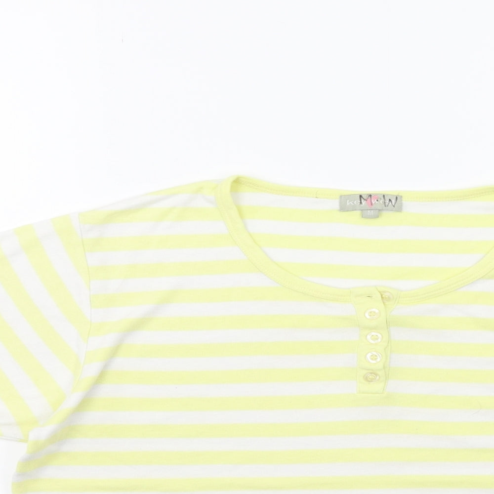 Key West Womens Yellow Striped  Basic T-Shirt Size M