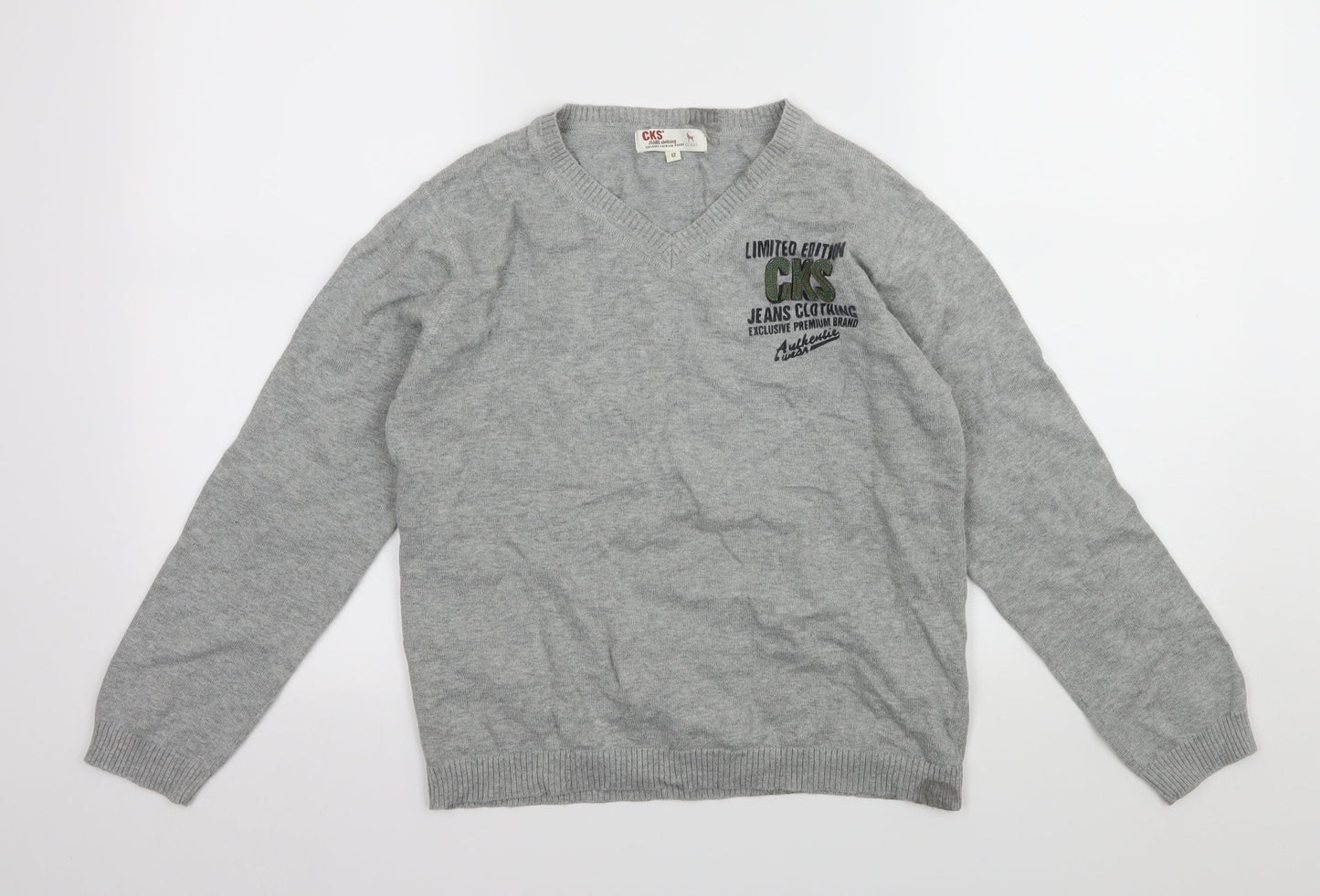CKS Boys Grey  Knit Pullover Jumper Size 12 Years