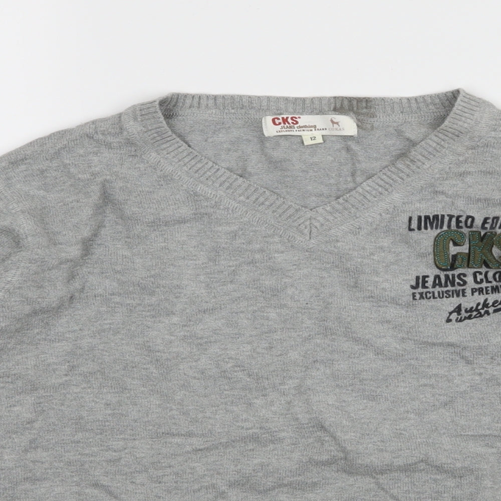 CKS Boys Grey  Knit Pullover Jumper Size 12 Years