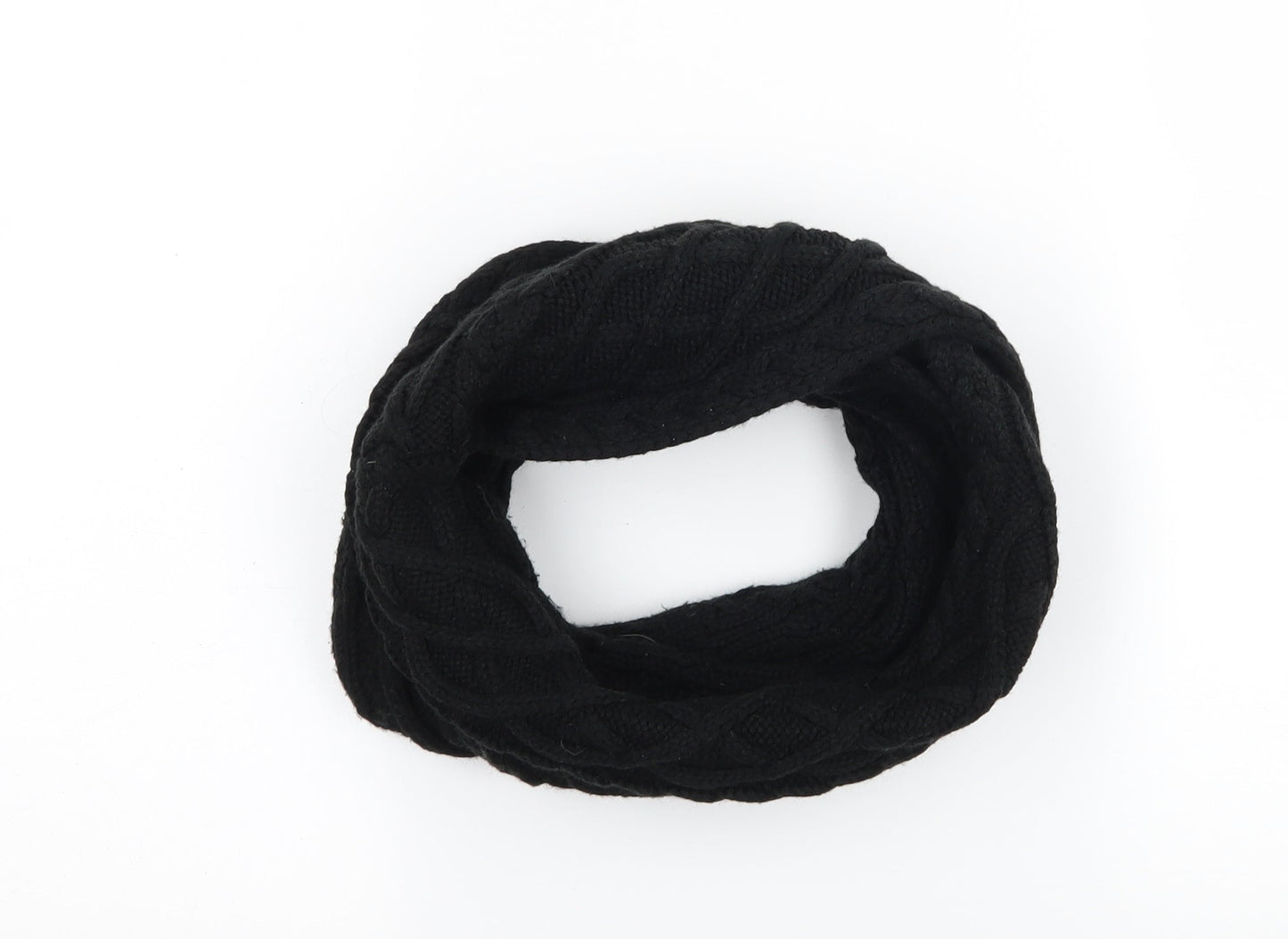 Symfoni Womens Black  Knit  Scarf   - Cable knit