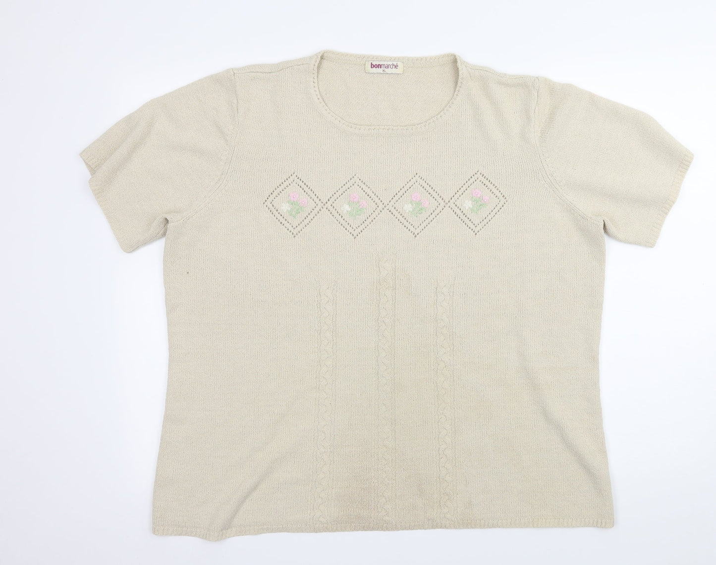 Bonmarché Womens Ivory  Knit Basic T-Shirt Size XL