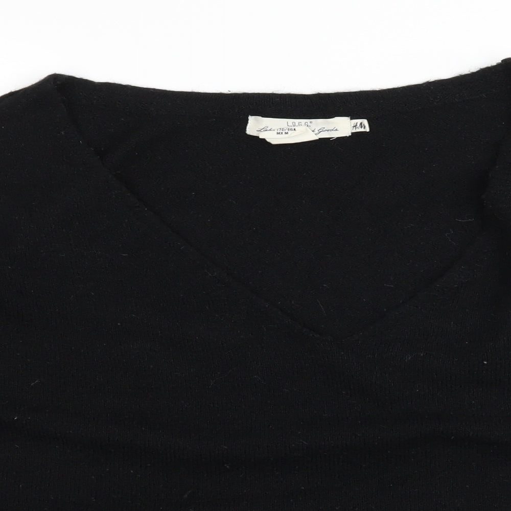 H&M Womens Black  Knit Pullover Jumper Size M