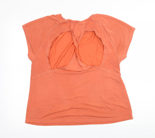 Workour Womens Orange  Jersey Basic T-Shirt Size 12  - Cut out back