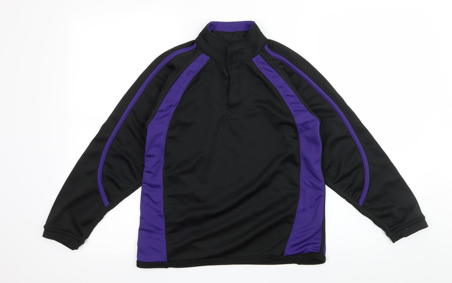 AKOA Womens Black Striped Jersey Pullover Sweatshirt Size XS