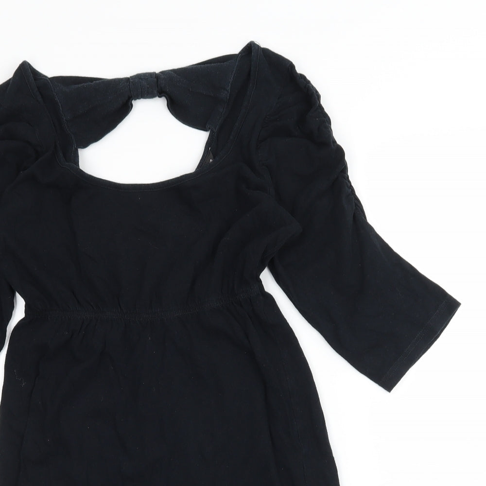 Dorothy Perkins Womens Black  Jersey Basic T-Shirt Size 6  - Cut out back