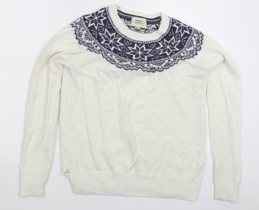 Papaya Womens White Geometric Knit Pullover Jumper Size S