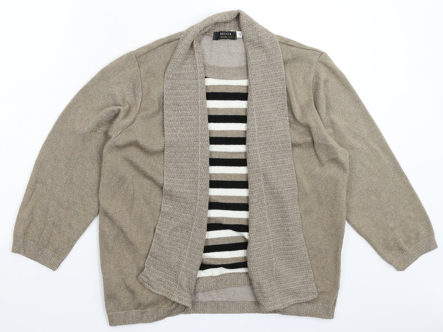 Michael Gold Womens Grey Striped Knit Pullover Jumper Size XL