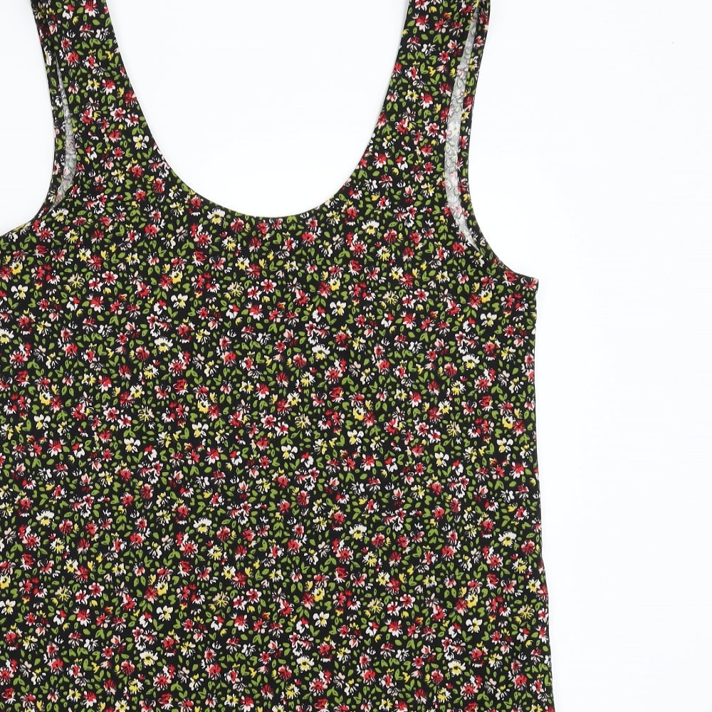 Mango Womens Black Floral  Tank Dress  Size S