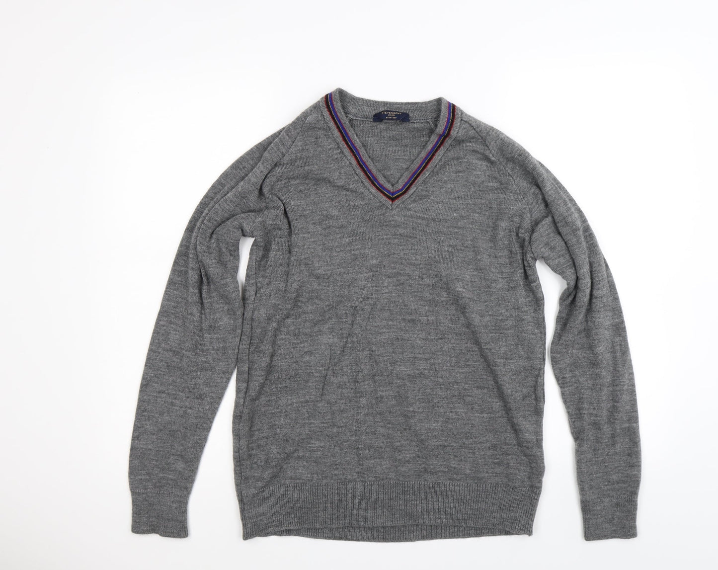 Stevensons Mens Grey  Knit Pullover Jumper Size S