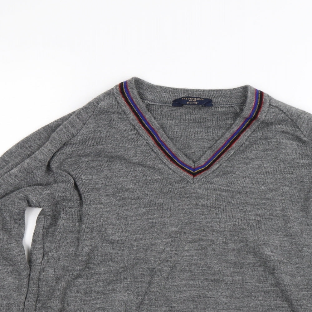 Stevensons Mens Grey  Knit Pullover Jumper Size S