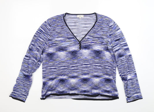 Country Casuals Womens Blue Striped Knit Pullover Jumper Size XL