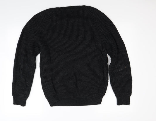 Asdale Womens Black  Knit Pullover Jumper Size 14