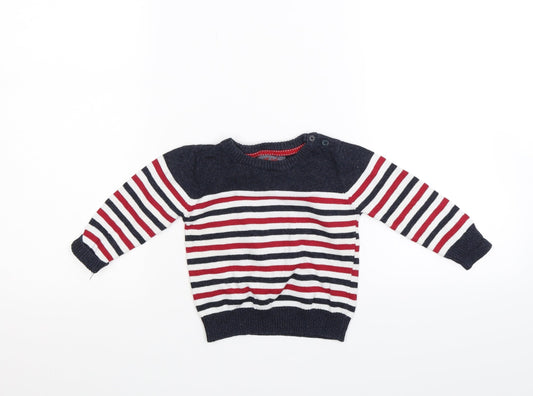 Primark Boys Blue Striped Knit Pullover Jumper Size 9-12 Months