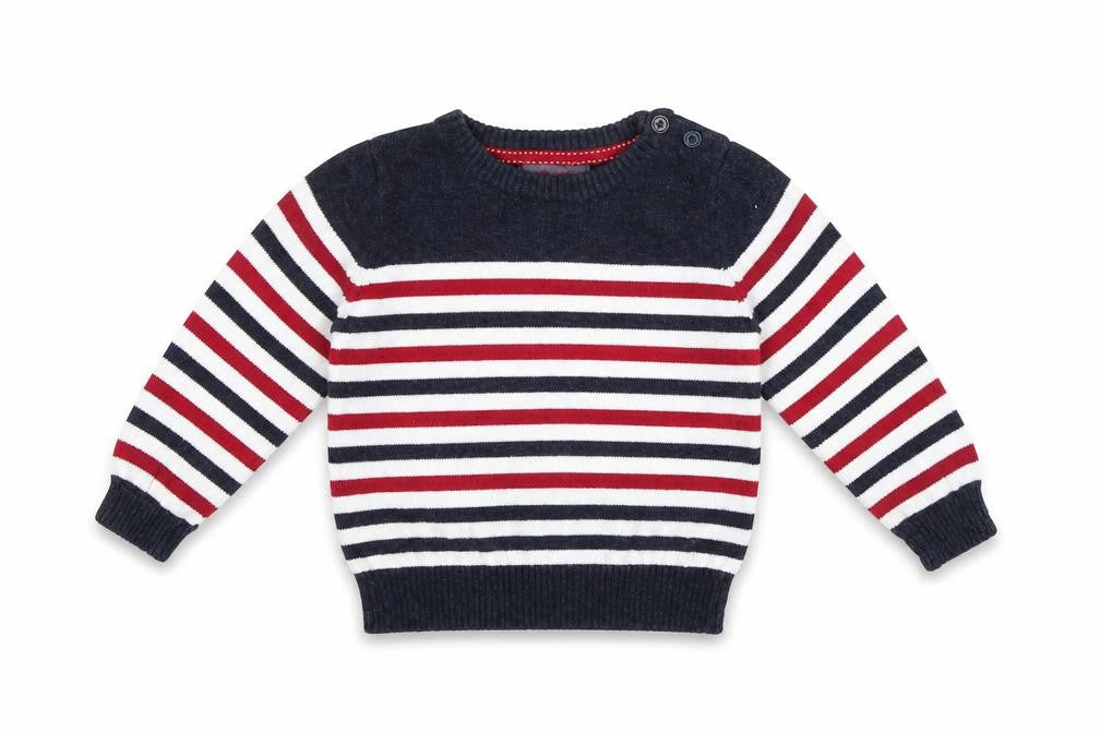 Primark Boys Blue Striped Knit Pullover Jumper Size 9-12 Months