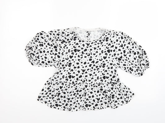 NEXT Girls White Animal Print  Tunic Blouse Size 10 Years