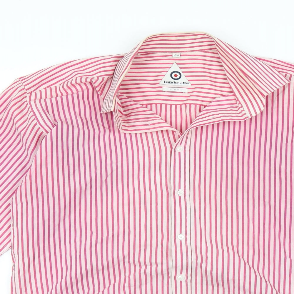 Lambretta Mens Pink Striped   Button-Up Size 15.5