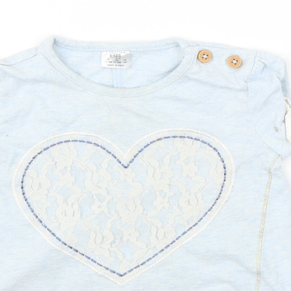 F&F Baby Blue   Basic Blouse Size 12-18 Months  - love heart