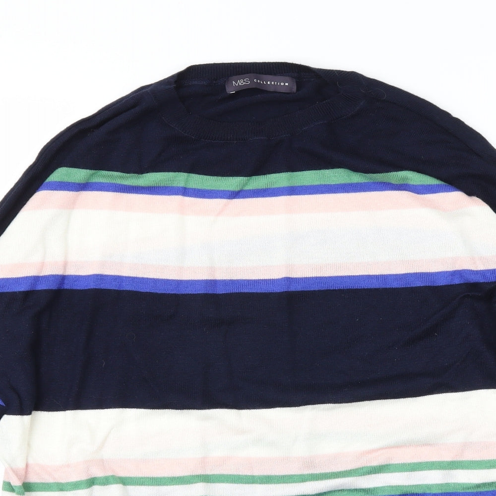 M&S Womens Black Striped  Pullover Jumper Size M