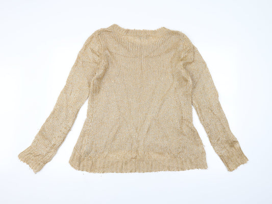 Dorothy Perkins Womens Gold  Knit Pullover Jumper Size M
