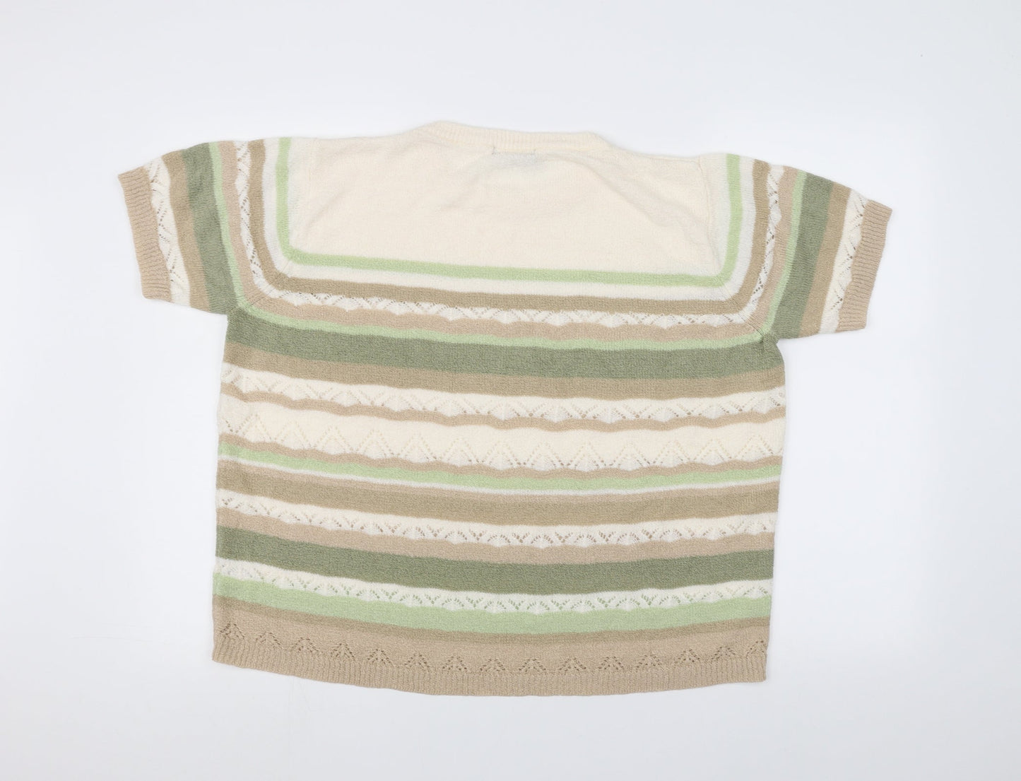 BM Womens White Striped  Pullover Jumper Size M