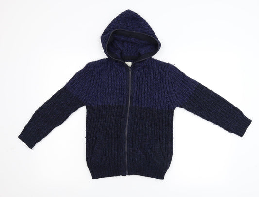 Zara Boys Blue  Knit Full Zip Hoodie Size 7 Years