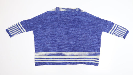 Preworn Womens Blue Striped Knit Pullover Jumper Size L