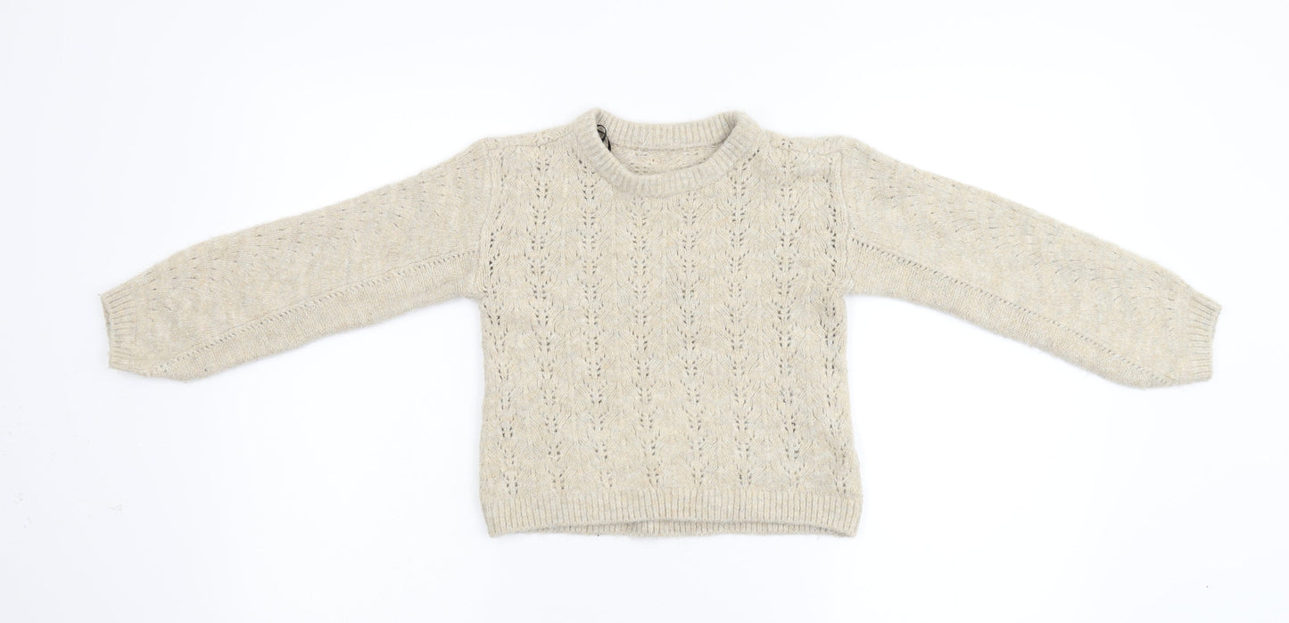 Preworn Girls Beige  Knit Pullover Jumper Size M