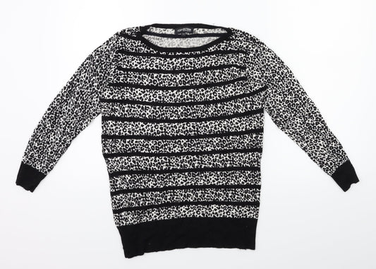 Debehams Womens Black Animal Print  Pullover Jumper Size 12